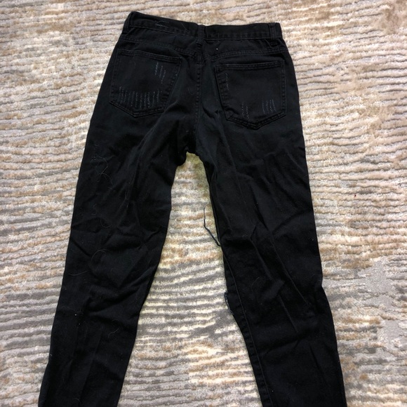 Black Distressed Boyfriend Jeans - Picture 1 of 2